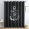 SZLYZM Maritime Anker Vorhänge, Verdunklungsvorhänge mit Muster Nautisch, Vorhang Blickdicht mit Ösen, Gardinen für Wohnzimmer Schlafzimmer Deko 2er Set - 160x132 (H X B)