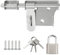 SAYAYO Gate Lock Garden Gate Bolt with Padlock & 4 Keys Gate Latch for Wooden Gates Shed Locks, 6-Inch Stainless Steel Brushed Nickel, EMS350LS-SET