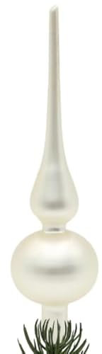 Hukermoon Puntale per Albero di Natale 26 cm, Cima in Vetro, Christmas Tree Topper per Decorazione (Bianco)