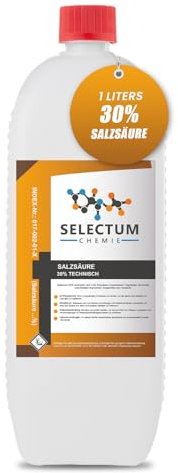 Salzsäure 30% 1 Liter = 1,4 Kg UN1789 CHLORWASSERSTOFFSÄURE Toilettenreinigung, Zementböden & Ziegelböden - Entfernt Kalk, Flecken & Zementschleier Ionenaustauschern Für Haushalt & Gewerbe