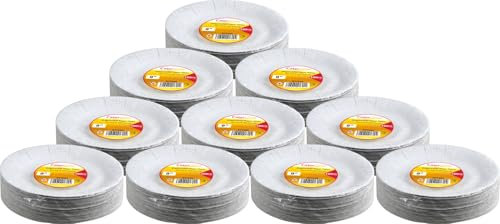 LAVV HOUSEWARES LTD 1000 White Paper Plates Disposable Recyclable 23cm 9