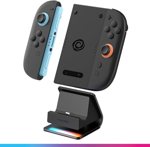 Oniverse Controller-Ladegerät für Switch 2 – Ladestation für 2 Joy-Cons, kompatibel mit Nintendo Switch 2, USB-C-Stromversorgung, USB-A für zusätzlichen Controller, 8 Beleuchtungsmodi – Fusion Dock