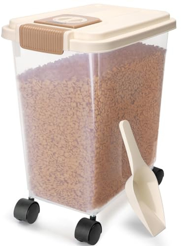 Nobleza - Hundefutter Aufbewahrung mit Rollen für Haustiere， 20L Futterbehälter mit Datumsanzeige， Transparenter luftdichter Vorratsbehälter für Hunde und Katzen