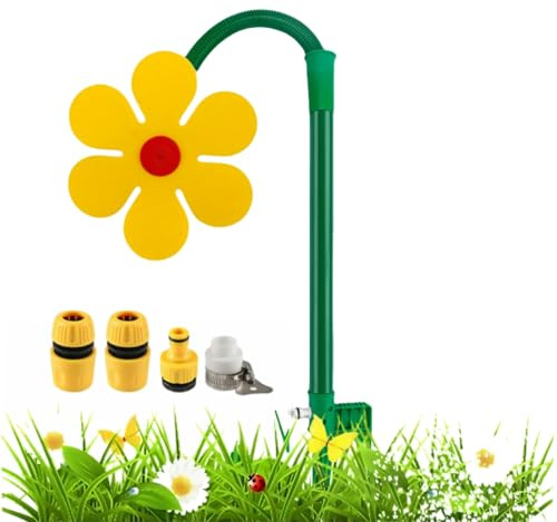 Crazy Daisy Water Play Sprinkler for Dogs, Crazy Daisy Sprinkler, Sprinkler Funny Sun Flower Dancing Daisy Lawn Sprinkler With Adapter, for Yard Watering (Yellow)