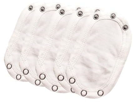 5 Body Verlängerung Druckknopf, Baumwolle Längenverstellbar Weiß | Doppellagiger Stoff weich, Druckknöpfe befestigen, 13cm Länge 9cm Breite, waschbar, hautfreundlich doux tissu neuf