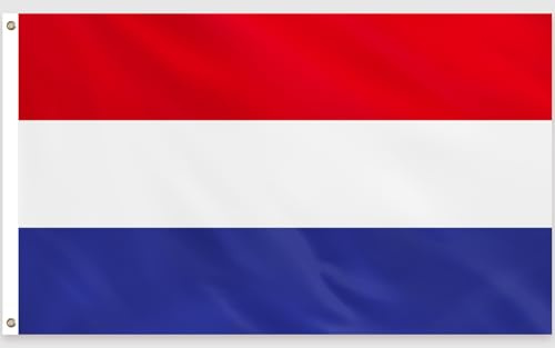 PartyYaa Niederlande Flagge, 150 x 90 cm Niederländische Flagge Einseitiger Druck mit 2 Messing-Ösen, Wasserfest, Netherlands Banner für EM, WM, Straßen, Garten, Bar Party Deko