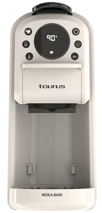 Taurus Moka Bari Espressomaschine, gemahlener Kaffee und Nespresso-Kapseln, Dolce Gusto und ESE Pod | 20 bar | 3 Temperaturstufen | 700 ml Tank | automatischer Stopp | Digitalanzeige