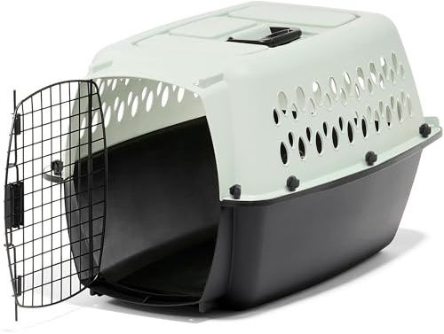 Petmate Pet Porter Fashion Dog Kennel Plastic Crate for Pets 15-20 lbs, Pet Carrier For Home and Travel, Made in USA, 24 L x 14.5 H, Pale Aqua and Black