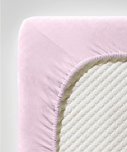 fleuresse Comfort Spannbettlaken (96 % Baumwolle, 4 % Elasthan), mit Rumdumgummizug, Ökotex Standard 100, für Matratzen bis 26 cm Höhe, 180 - 200 x 200 - 220 cm, rosa