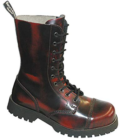 Boots & Braces - 10 Loch Stiefel Rangers Burgundy Rub-Off Rot Größe 41 (UK7)