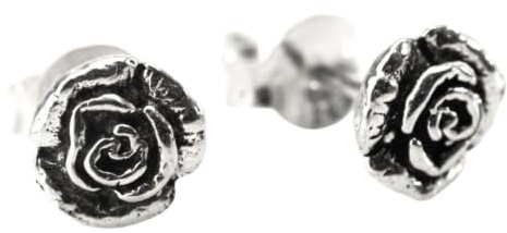81stgeneration 925 Sterling Silber Rosen-Ohrstecker für Damen | 3D Kleine Blumen-Ohrstecker | Gotisches Blumendesign | Romantischer von der Natur Inspirierter Schmuck