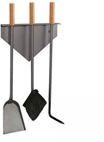 Kaminbesteck Lienbacher aus Stahl, 3- teilig, anthrazit beschichtet, 58 x 28 cm