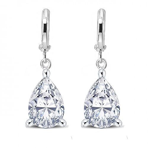 Crystalline Azuria Tropfenform Hochzeit Ohrhänger mit Weiß Zirkonia Kristalle 18 kt Weiß Vergoldet für Damen