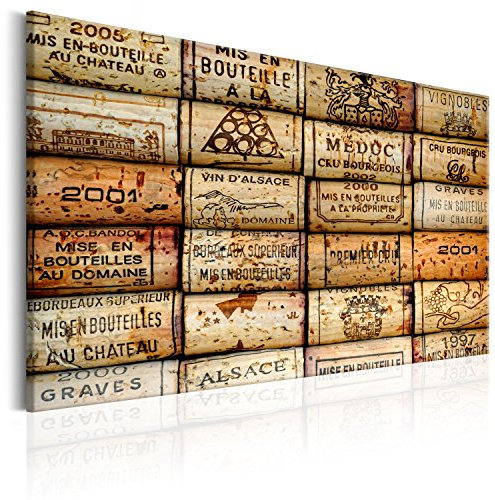 B&D XXL - Wandbilder Vintage 60x40 cm 1 tlg - Wand Deko Vlies Leinwand Bilder Groß Wanddeko Wohnzimmer Schlafzimmer Kunstdrucke - Retro Aufschrift Wein braun j-B-0021-b-a