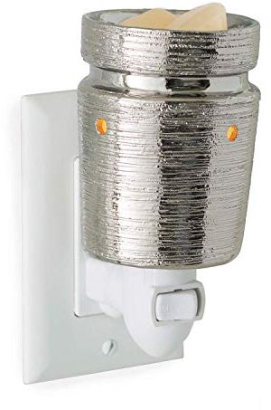 Candle Warmers Etc Plug-in Fragrance Warmer Decorative for Scented Candles, Wax Melts, Tarts or Fragrance Oils Brushed Chrome Silver Ceramic
