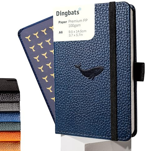Dingbats* Tierwelt Kleines Notizbuch A6 Kariert, Hardcover PU Leder | Veganes Lederjournal zum Schreiben, für Arbeit & Reisen, Elastischer Verschluss, 9,5 x 14,5 cm, 192 Seiten, 100 g/m² Papier