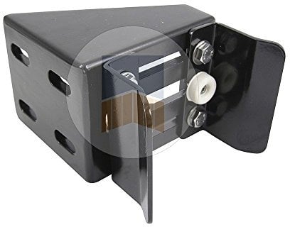 Boîtier en Aluminium quatre points de fixation avec U pour serrure de portail coulissant à encastrer, en applique - Gris Ral 7016 givré