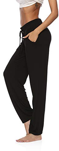DIBAOLONG Womens Yoga Pants Wide Leg Comfy Drawstring Loose Straight Lounge Running Workout Legging A1-Black XL