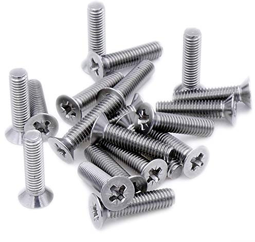 M4 (4mm x 60mm) Pozi Countersunk Machine Screw (Bolt) - Stainless Steel (A2) (Pack of 20)