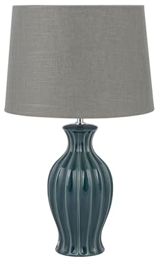 Beliani Stillvolle Tischlampe Keramik/Stoff dunkelgrün/taupe Samina