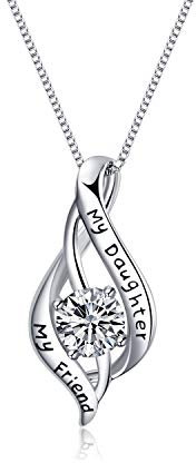VONALA Sterling Silver Necklace for Women Girls Jewellery Daughter Gift- Always My Daughter Always My Friend