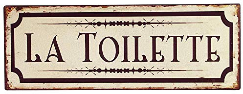 Blechschild LA TOILETTE Toilettenschild Vintage Nostalgie Dekoschild 36x13cm