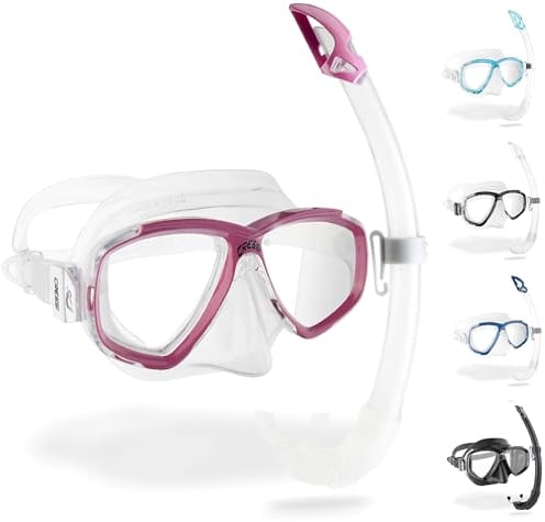 CRESSI Perla+Mexico Combo Clear/Pink - Combi Set Maske+Schnorchel zum Tauchen und Schnorcheln, Transparent/Rosa, Einheitsgröße, Erwachsene