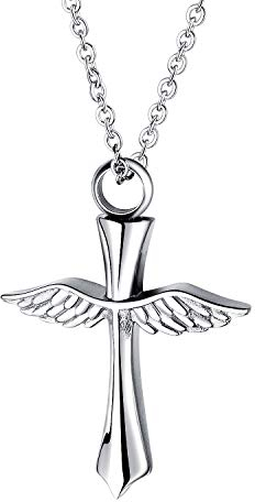 dsanbo Memorial Schmuck Halskette Damen Herren Edelstahl Kette Silber Engel Kreuz Asche Urne Anhänger
