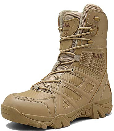 Stivali Alti in Pelle Militari da Uomo Scarpe da Ginnastica per Allenamento al Combattimento nel Deserto Stivaletti con Lacci per Esterni Comodi