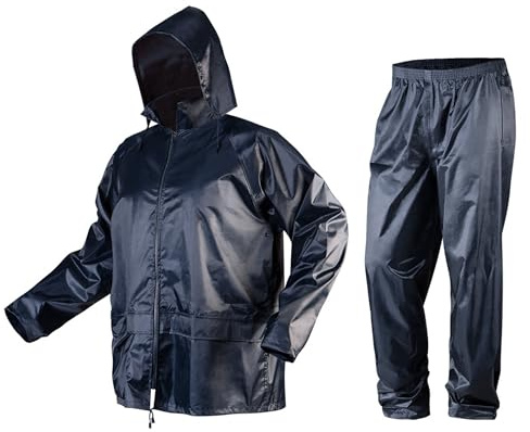 NEO TOOLS Combinaison de pluie Ultra-Lite pour hommes Femmes Manteau de pluie de protection imperméable avec pantalon 2 pièces Vêtements de pluie, ouvertures de ventilation - M-XXXL (XXXL)