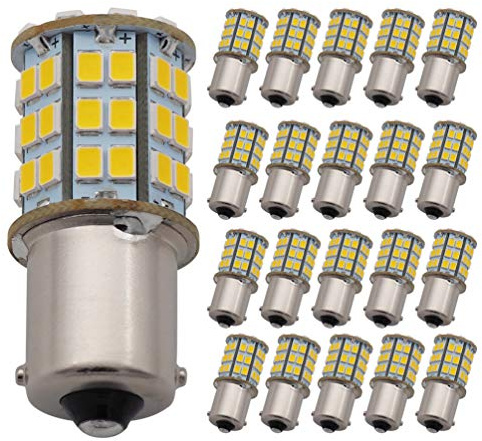 GRV Ba15s 1156 1141 Ampoule LED 4W 56-2835SMD Super Bright AC / DC12V-24V 40W Halogène de Remplacement Pour Camping-car Remorque Eclairage Intérieur Blanc Chaud Pack de 20
