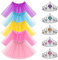 URAQT Tutu Bambina, 5 Pcs Set Principessa Tulle Gonna con 5 Corone da Principessa, Gonna Balletto Tulle con Stelle e Lustrini Costume Principessa per Feste e Danza, Carnevale Natale Halloween