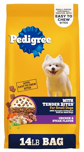 Pedigree Dry Dog Food Tender Bites for Small Breed Dogs, Adult Chicken and Steak Flavor, 14 lb. Bag
