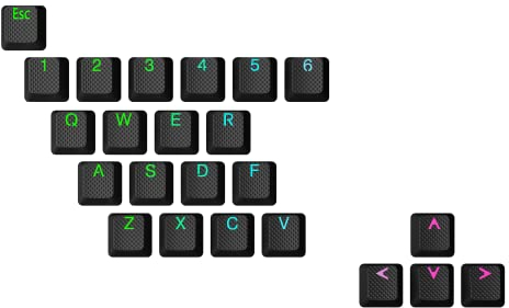 Ranked Rubber Keycap Set | Double shot Translucent | OEM Profile for Mechanical Gaming Keyboard (Black, 23 Keys)
