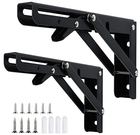 TheStriven 2 Stück Klapphalterung Klappwinkel Klappregalhalterungen Winkel Regalträger Regalhalterung Platzsparendes Klappregal Wand Klappscharnier Klappwinkel Für Büro Klapptisch Wandmontage (250 mm)