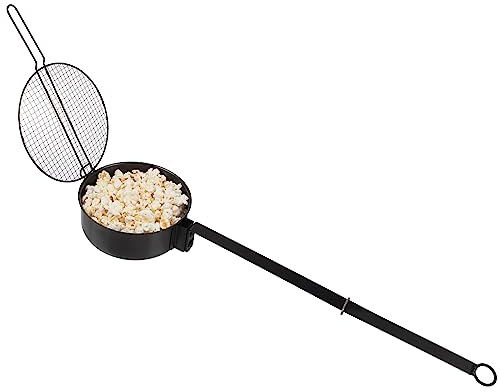 Campfire Popcorn Popper - Old Fashioned Popcorn Maker with Extended Handle - Camping Gear by Great Northern Popcorn (Black)