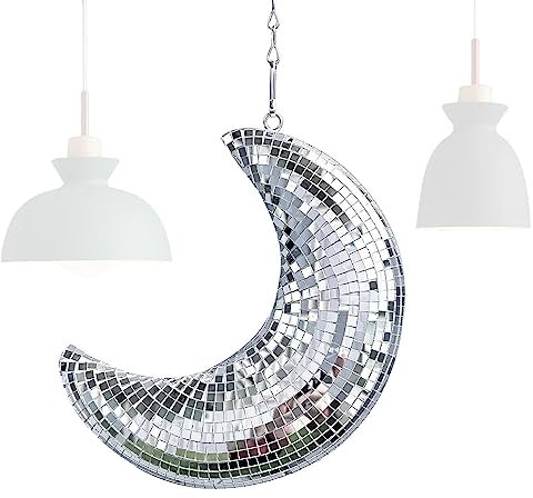 Moon Disco Ball Mirror Disco Ball Moon Shape Fun Silver Hanging Party Decorations Design Disco Ball Silver Glitter Ball Great For Party Or Dj Dance Light Effect Graduation Party