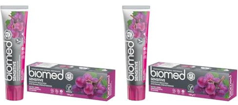 Biomed Sensitive 98% Natural Toothpaste | Sensitivity & Enamel Strengthening | Red Grape Seed Extract, Vegan, SLES Free 100g (Pack of 2)