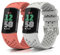 KeeFos Bracelet Compatible avec Fitbit Charge 6/5 - 2 Pièces Sport Silicone Souple Strap - Rose et Blanc