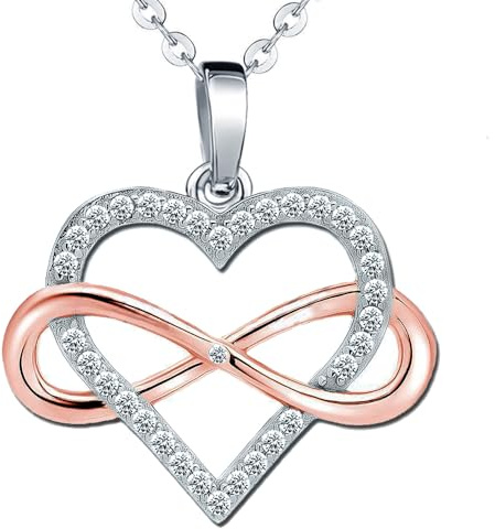 Limana Kette Herz Damen Halskette 925 Sterling Silber Anhänger Unendlichkeit 45-50cm Geschenk für Damen Frauen