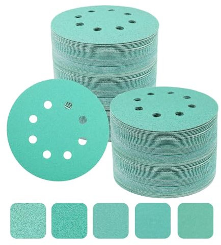 Akjwp 50-Piece Wet Dry Sanding Discs, 5-Inch Hook and Loop, 120-Grit Assortment for Random Orbital Sander, Automotive, Wood, Metal Polishing