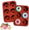 ZEACCT 2 Pièces 6 Cavités Moule à Beignets, Moule à Beignets en Silicone, Moule Donuts, Moule à Beignets en Silicone Antiadhésif, pour Cupcakes, Muffins, Brownies, Pudding(Rouge Brique)