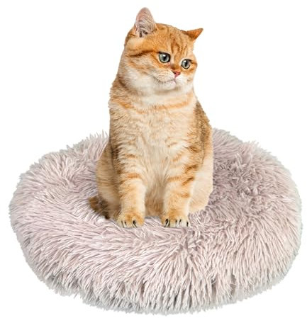 DEFACTO Hundebett, Hundekissen in Leinenoptik, Hundekorb, erhöhte Ränder, rutschfeste Unterseite Dia (Beige, Gr.M - 60cm x 60cm)