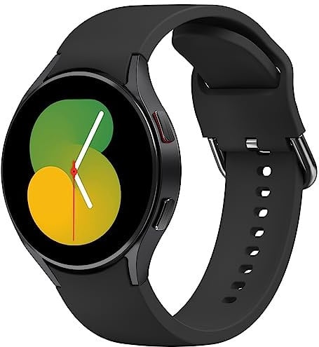 Amzpas Cinturino per Samsung Galaxy Watch 7/6/5/4 40mm 44mm, 20mm Cinturino Sportivo in Silicone per Samsung Galaxy Watch 4 Classic/Watch 5 pro/Watch 6 Classic/FE (Nero)