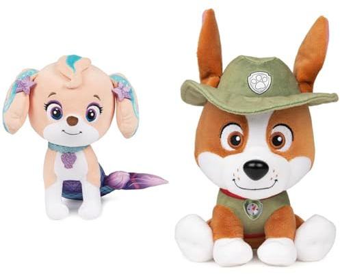 GUND PAW Patrol Aquapups Coral - 23 cm Plüschfigur zum Kuscheln und fantasievollem Spielen & PAW Patrol Tracker, 15 cm - Plüschtier in hochwertiger Qualität zur beliebten TV-Serie, ab 1 Jahr empfohlen