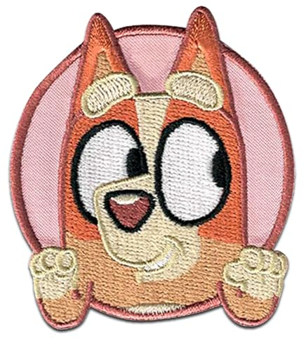 Comercial Mercera, Aufnäher Patches, Chili Heeler, Zeichen Bluey, Rosa Farbe, Aufnäher Ideal für Mützen, Jacken, T-Shirts oder Schultaschen, 100% Polyester, 5x8 Zentimeter