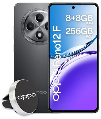 OPPO Reno12 F AI Smartphone, Tripla fotocamera 50+8+2MP, Selfie 32MP, Display 6.67” 120HZ AMOLED FHD+, 5000mAh, RAM 16GB (8+8) +ROM 256GB, Supporto Auto [Versione Italia], Matte Gray