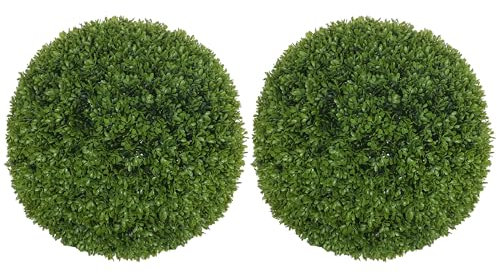 HOMCOM - Juego de 2 bolas de boj artificiales de 40 cm, protección UV, decoración para el hogar, jardín, fiesta de boda, decoración del hogar, verde oscuro