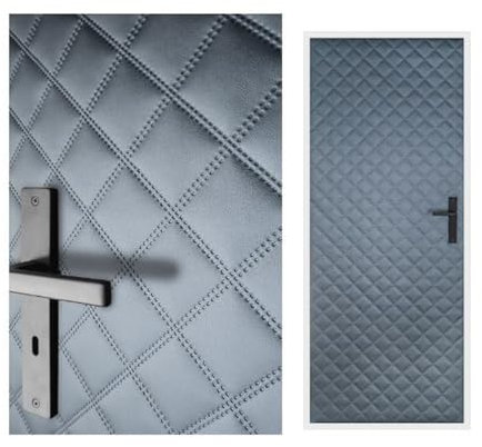 Türverkleidung 115x215 cm Türpolsterung Schallschutz Komplettpaket XXL Wärmedämmung Tür Reparatur für Innentüren Kunstleder Steppung 7x7 cm (Metallic Dunkelgrau)