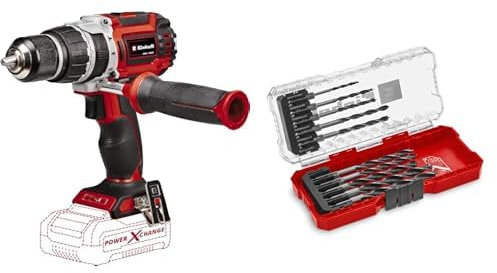Einhell Profesional Taladro percutor con batería TP-CD 18/60 Li-i BL-Solo Power X-Change (18V, motor sin escobillas, 60 Nm, nº de impactos 32.000 rpm, sin batería)+ E-Case S Brocas 10P